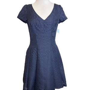 Nue by Shani Navy Blue Weave Fit Flare Dress Women's Size 2